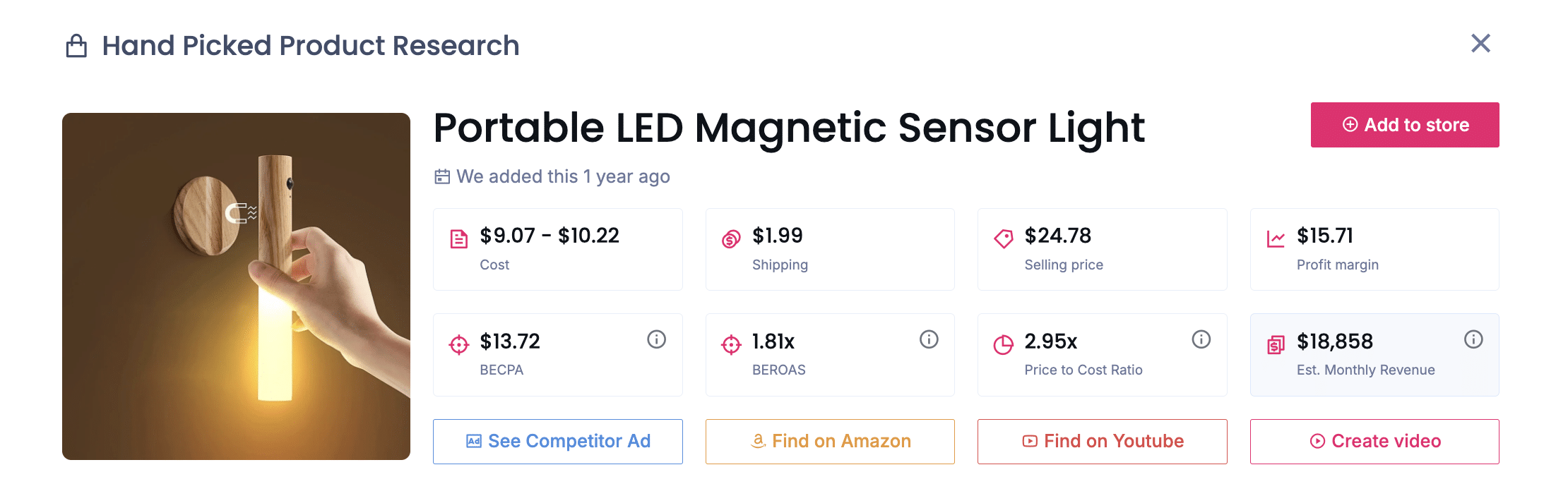 Portable LED Magnetic Sensor Light